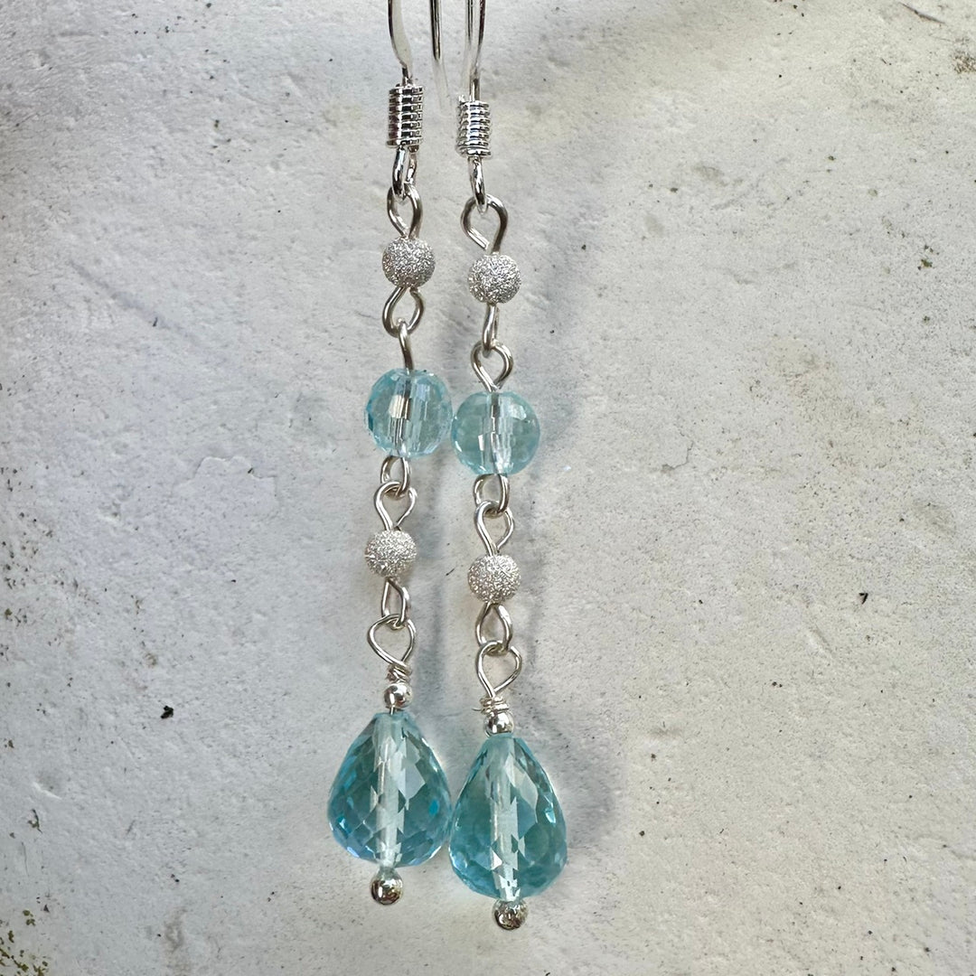 4 tier blue topaz & sterling silver earrings