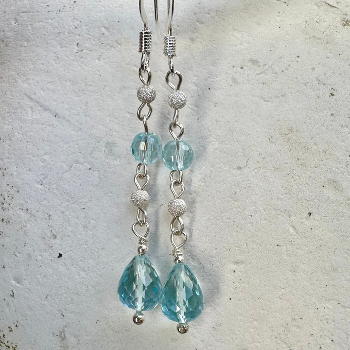 4 tier blue topaz & sterling silver earrings