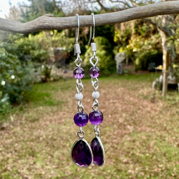 4 tier amethyst earrings