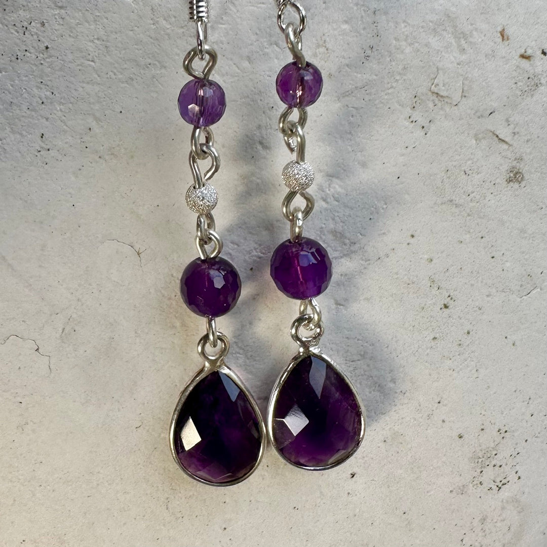 4 tier amethyst earrings