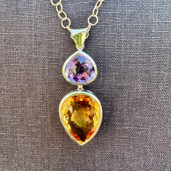 41.34ct citrine & amethyst pendant
