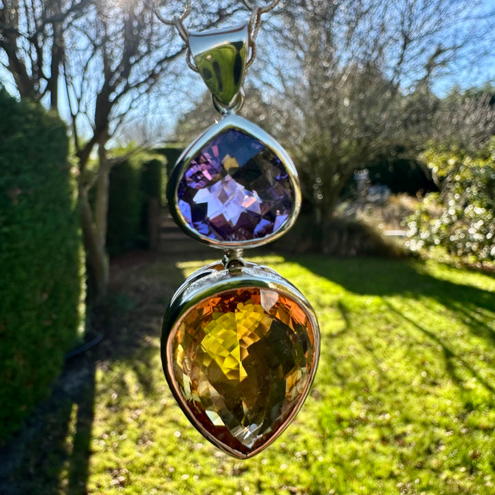41.34ct citrine & amethyst pendant
