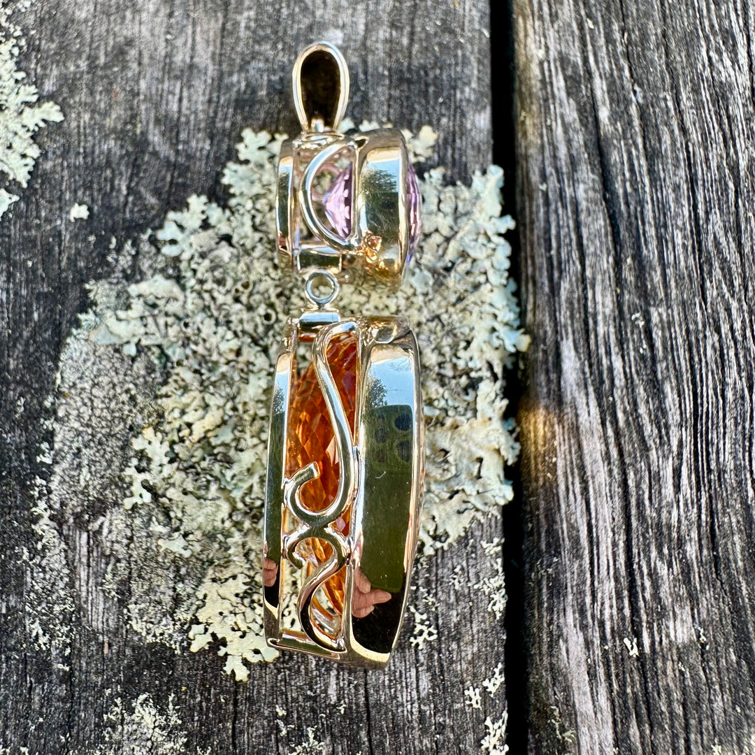 41.34ct citrine & amethyst pendant