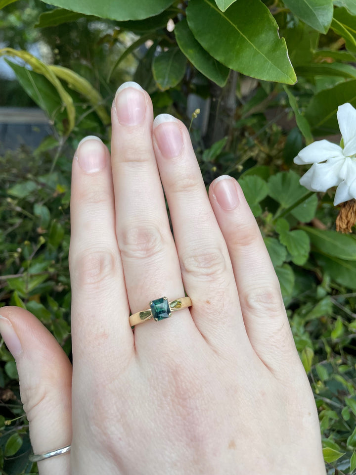 Teal Australian sapphire ring