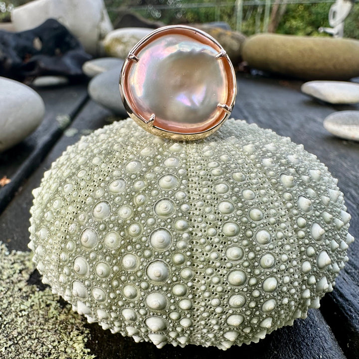 pink freshwater pearl in 9ct antique rose gold