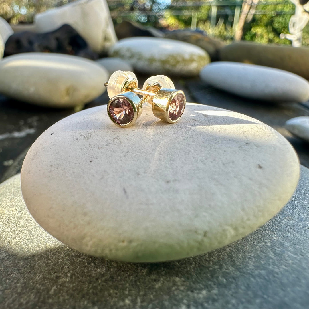 Pink sapphire studs