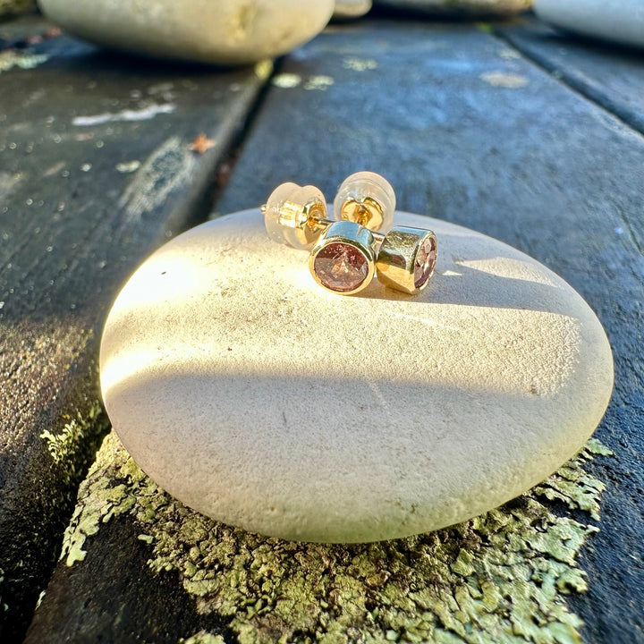 Pink sapphire studs