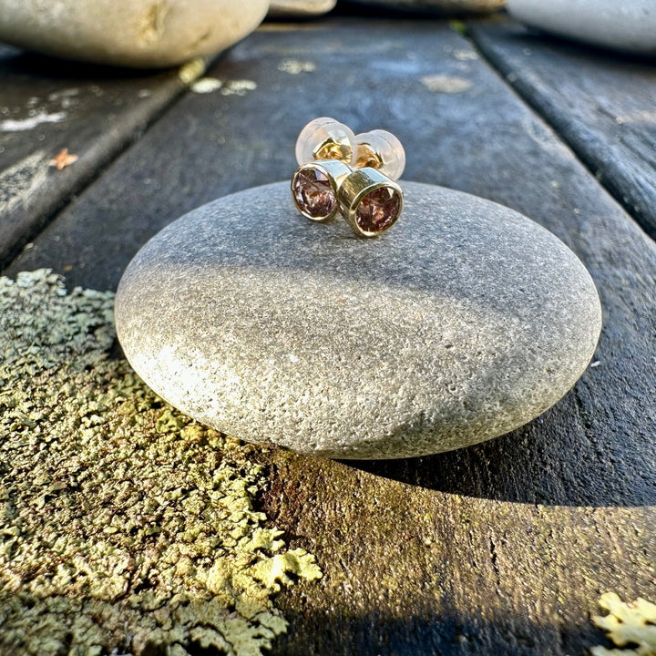 Pink sapphire studs