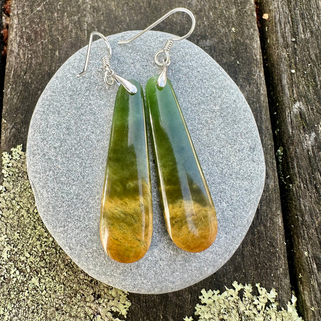 Matched Marsden flower greenstone earrings