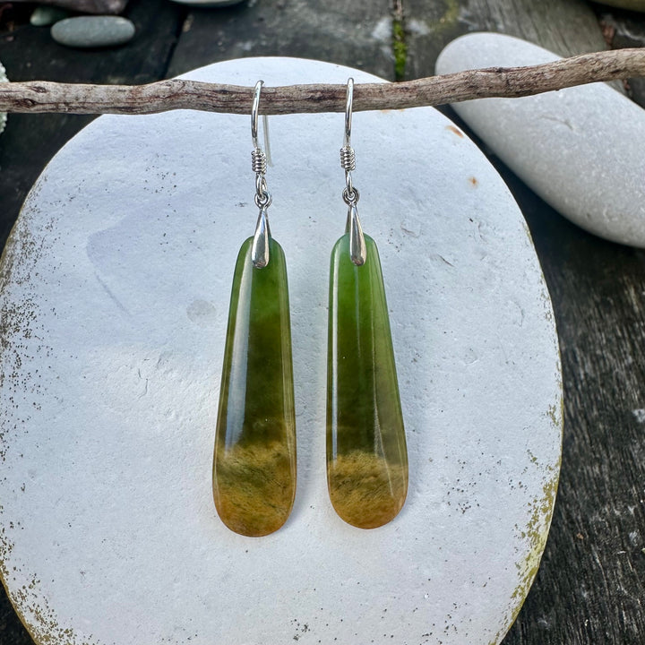Matched Marsden flower greenstone earrings