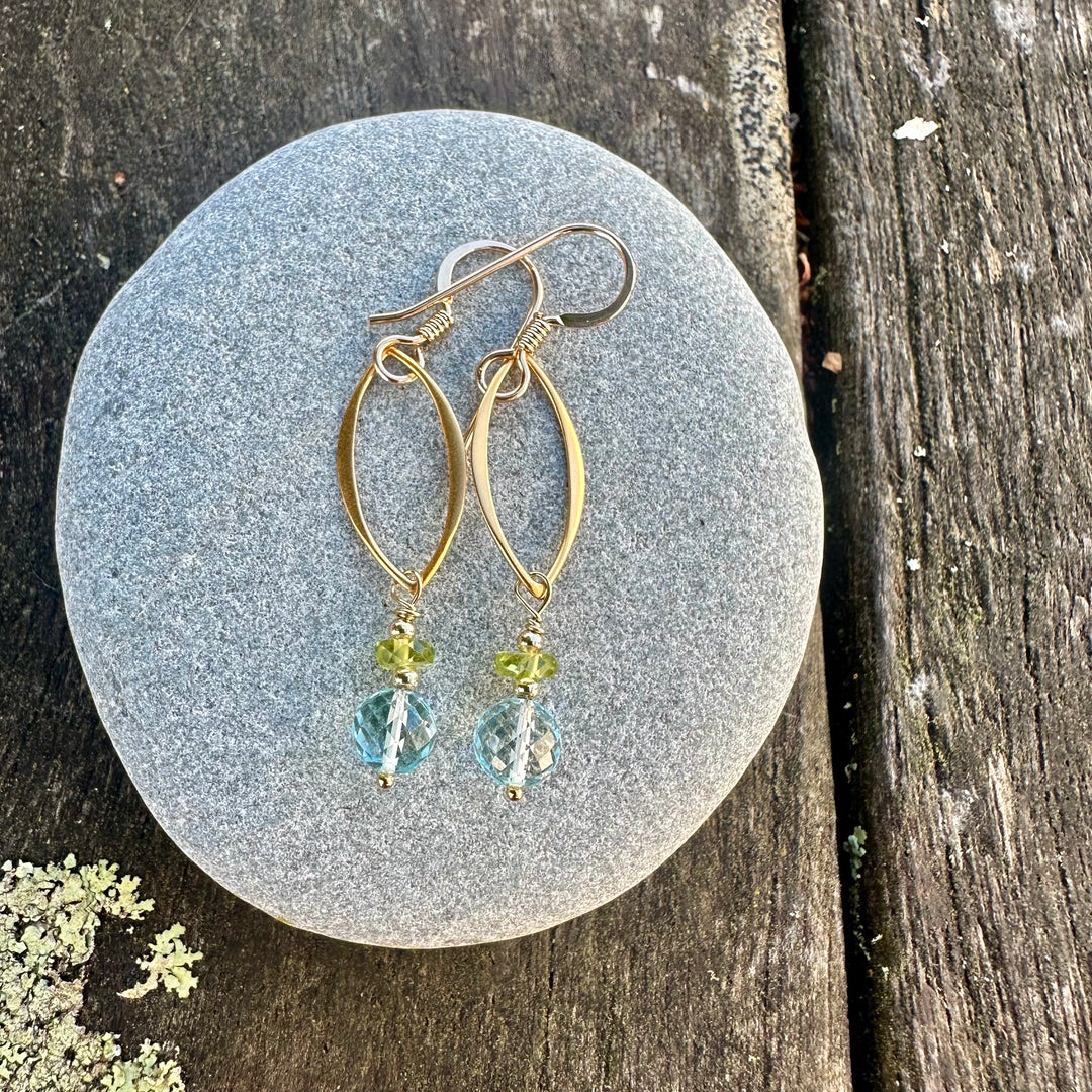 Blue topaz & peridot earrings