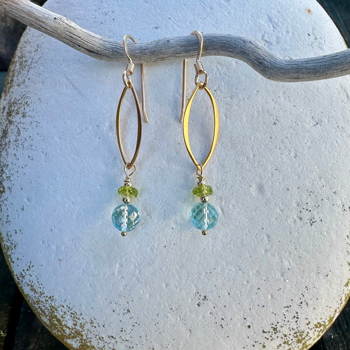 Blue topaz & peridot earrings