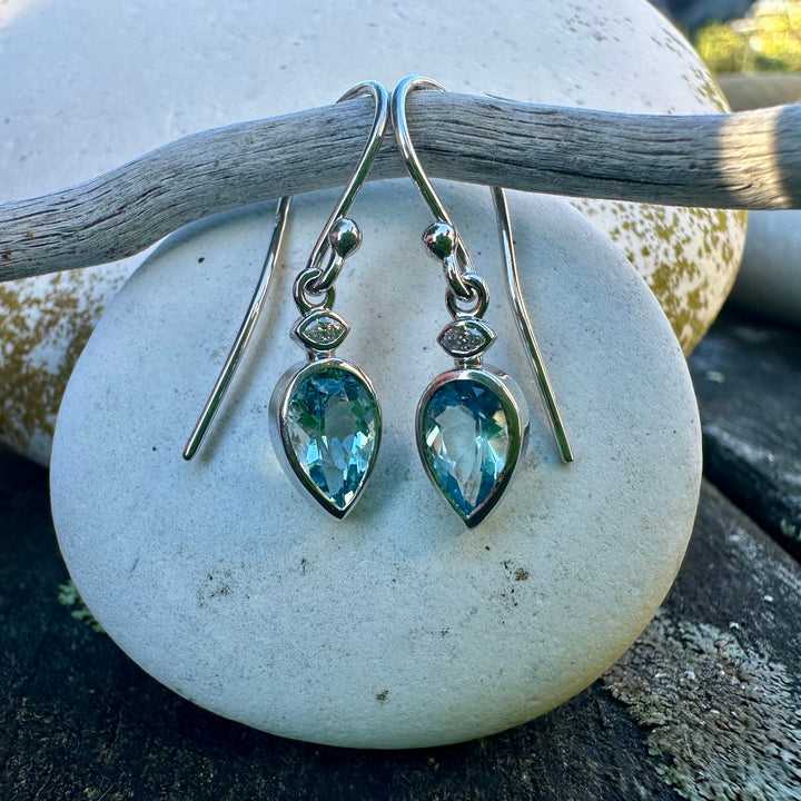 Aquamarine &amp; diamond earrings
