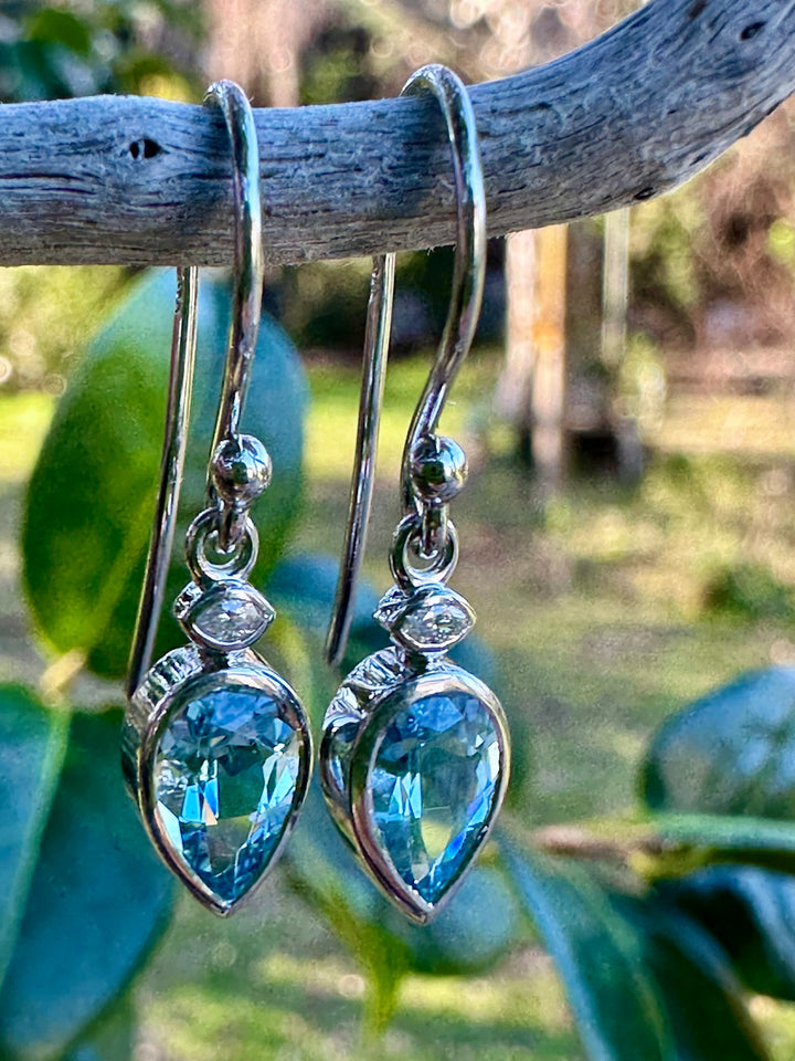 Aquamarine &amp; diamond earrings