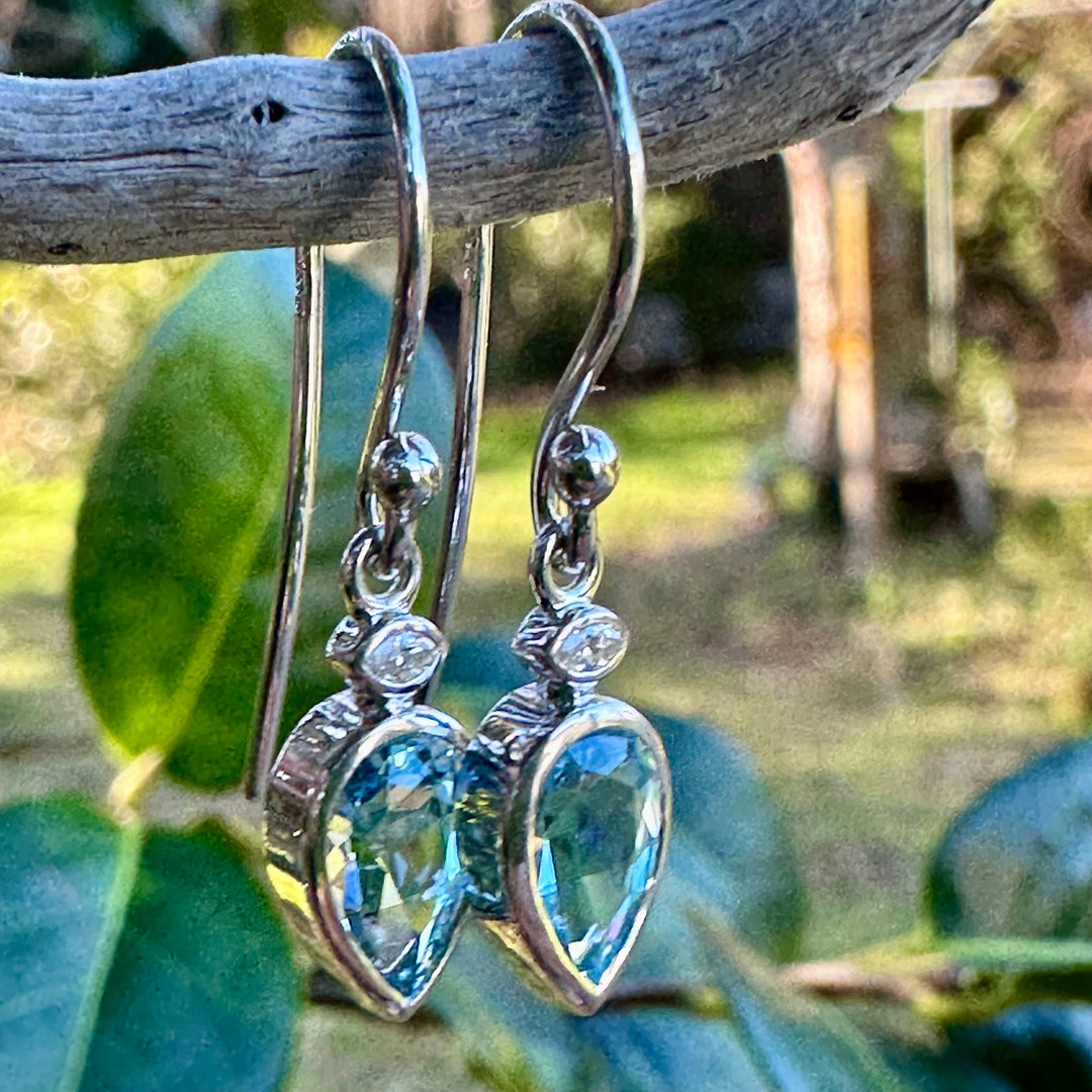 Aquamarine &amp; diamond earrings