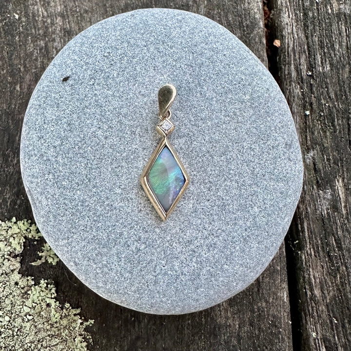 Australian opal & diamond pendant in 9 carat gold