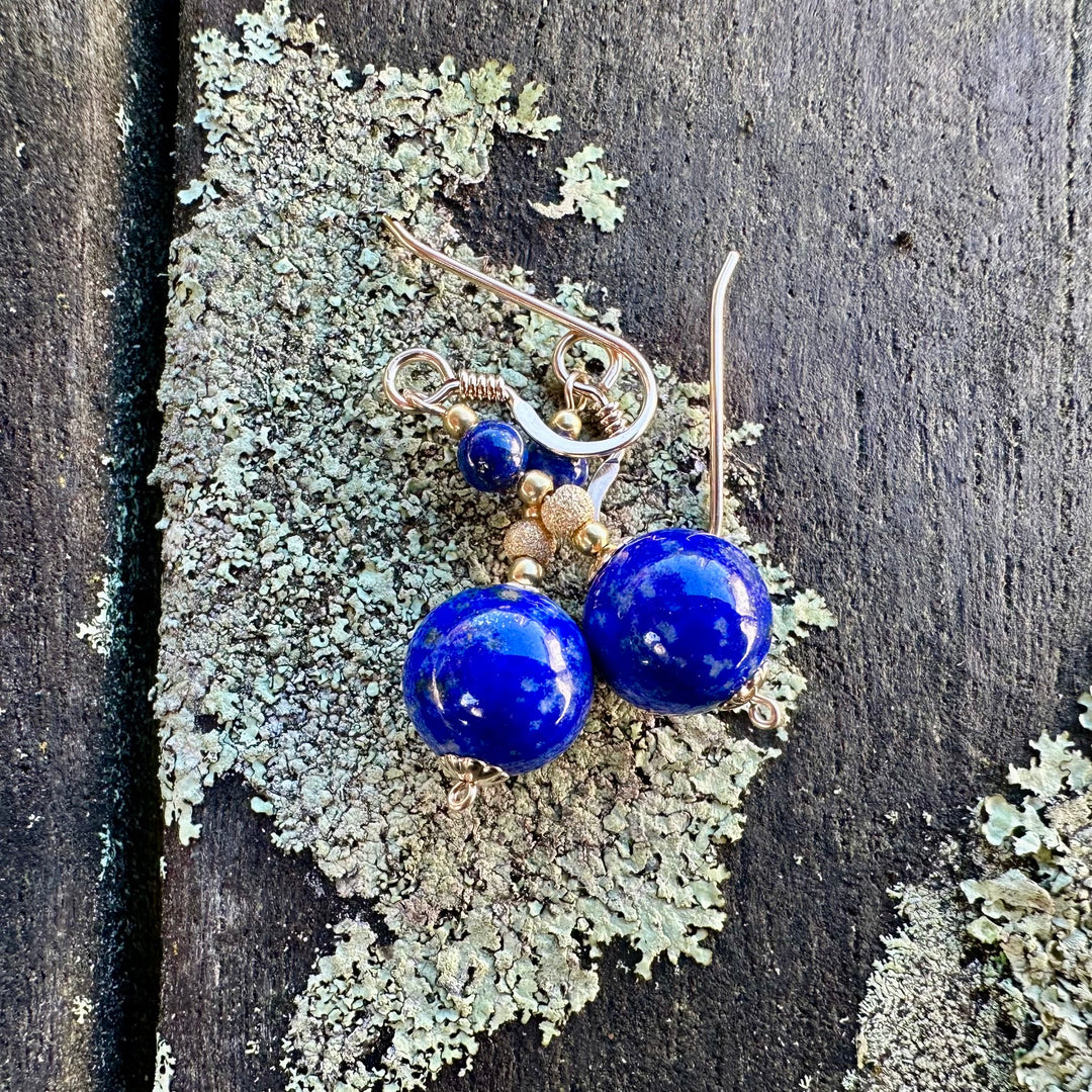 3 tier lapis lazuli earrings