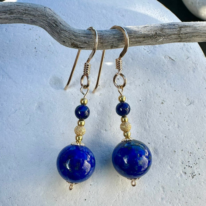 3 tier lapis lazuli earrings