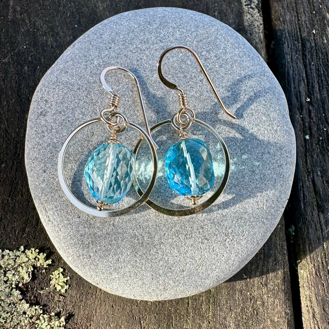 Faceted blue topaz earrings