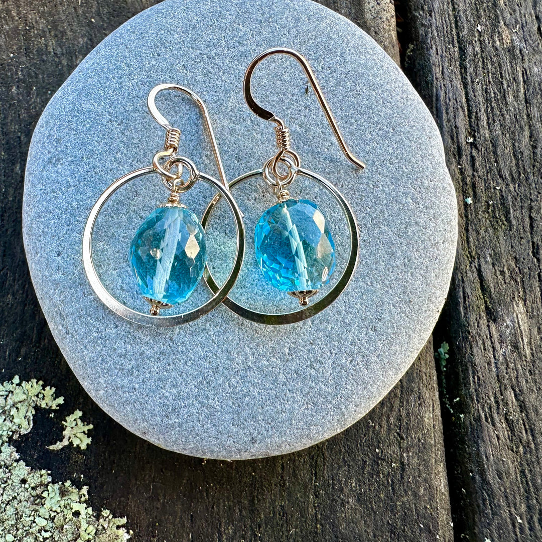 Faceted blue topaz earrings