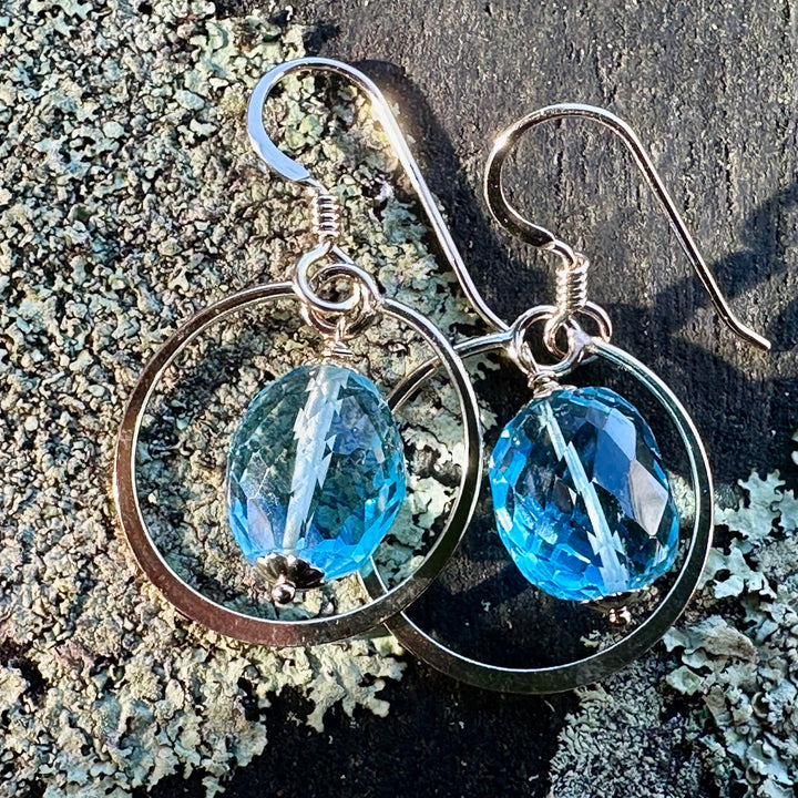 Faceted blue topaz earrings