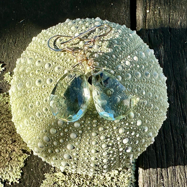 Green amethyst drop earrings