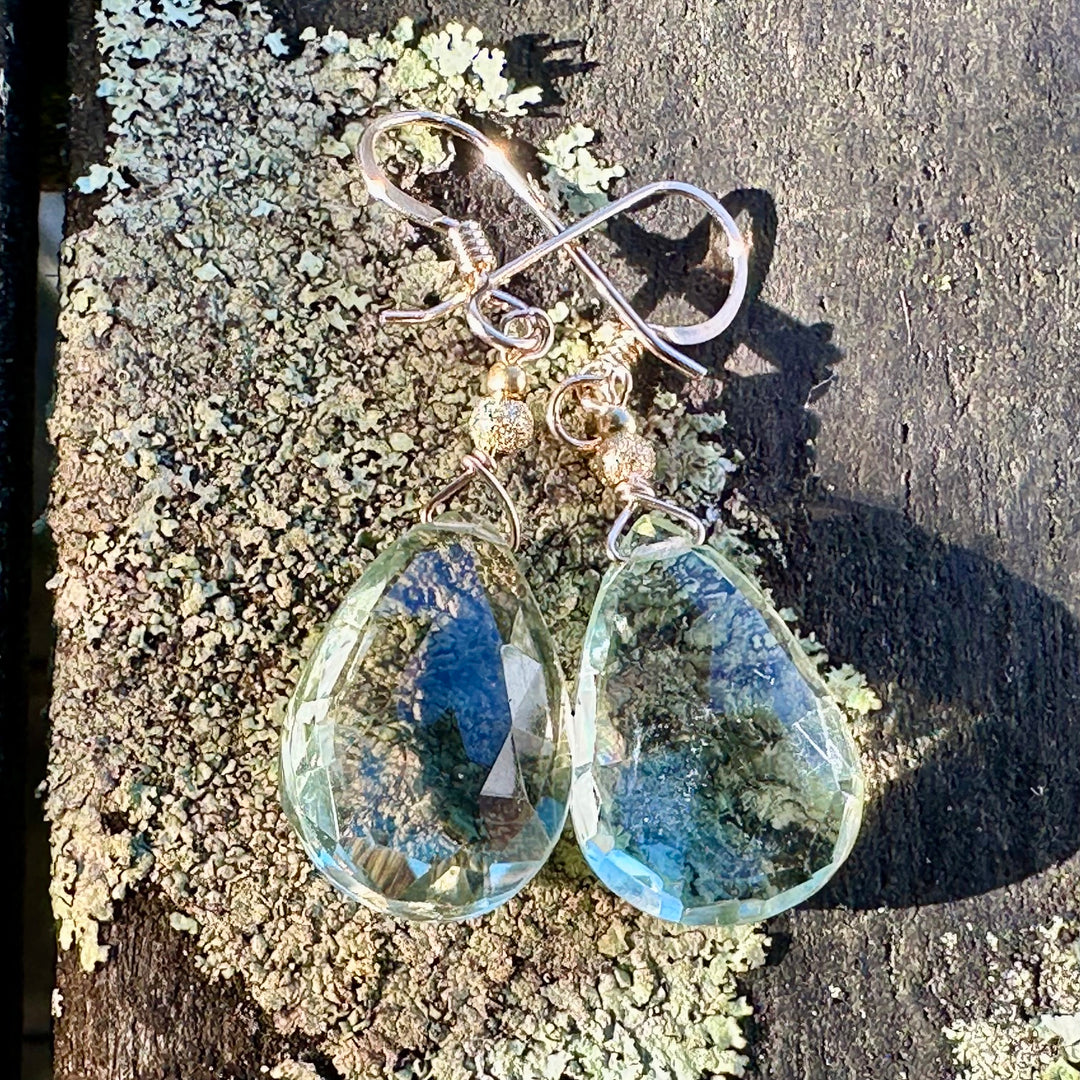 Green amethyst drop earrings