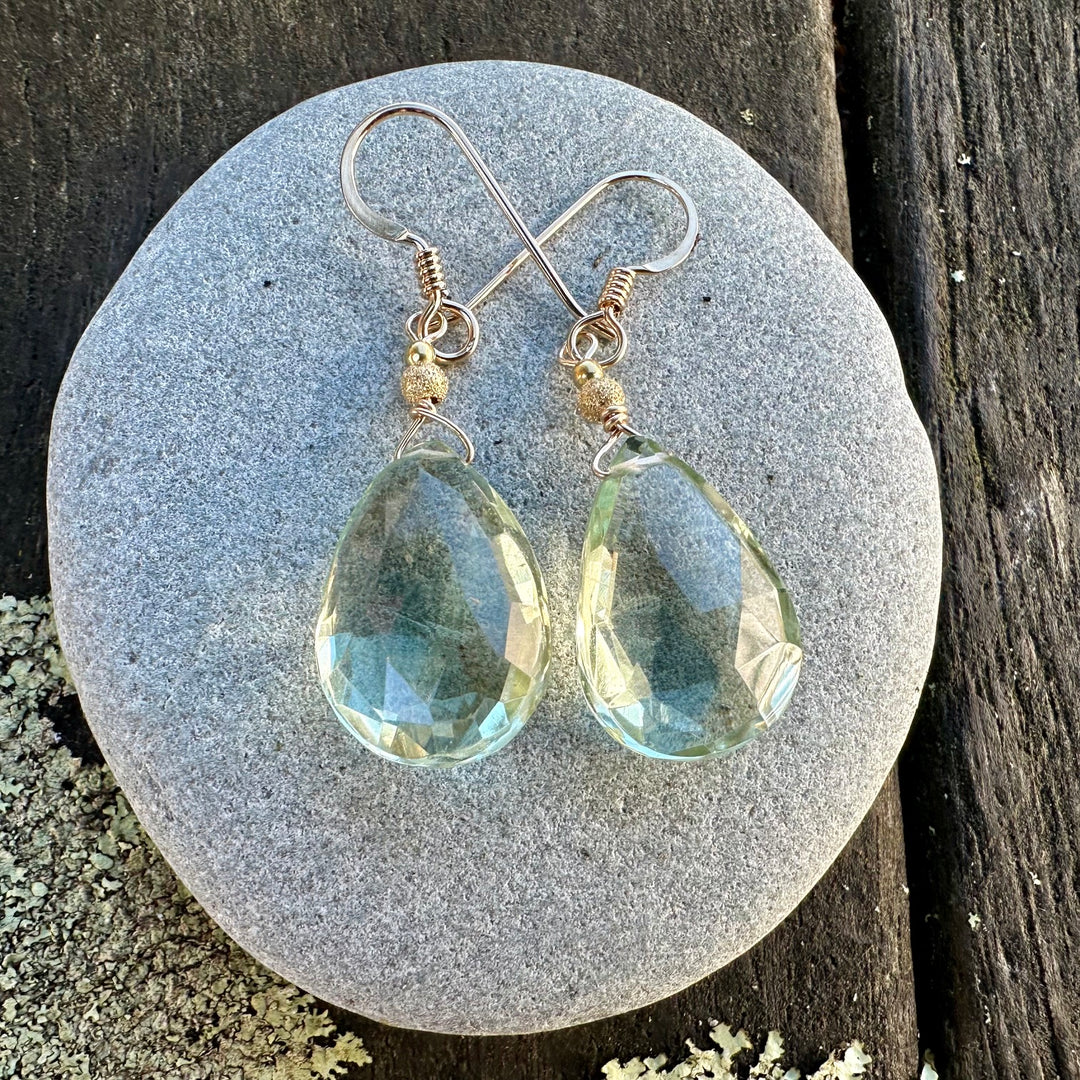 Green amethyst drop earrings