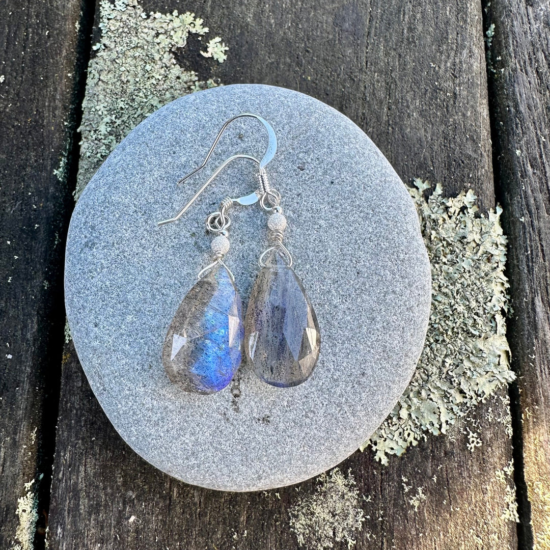 faceted labradorite earrings