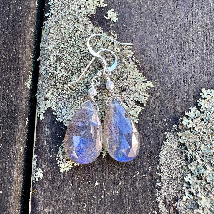 faceted labradorite earrings