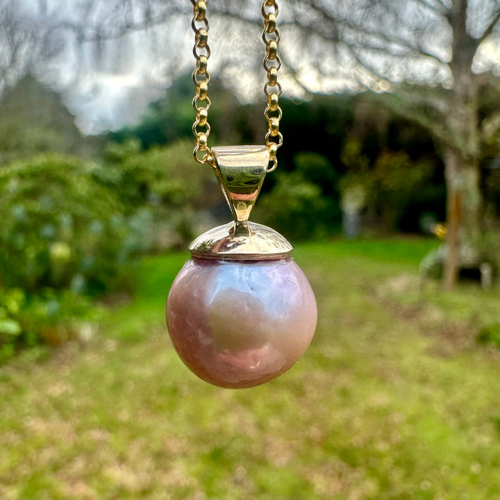 Pink baroque freshwater pearl pendant
