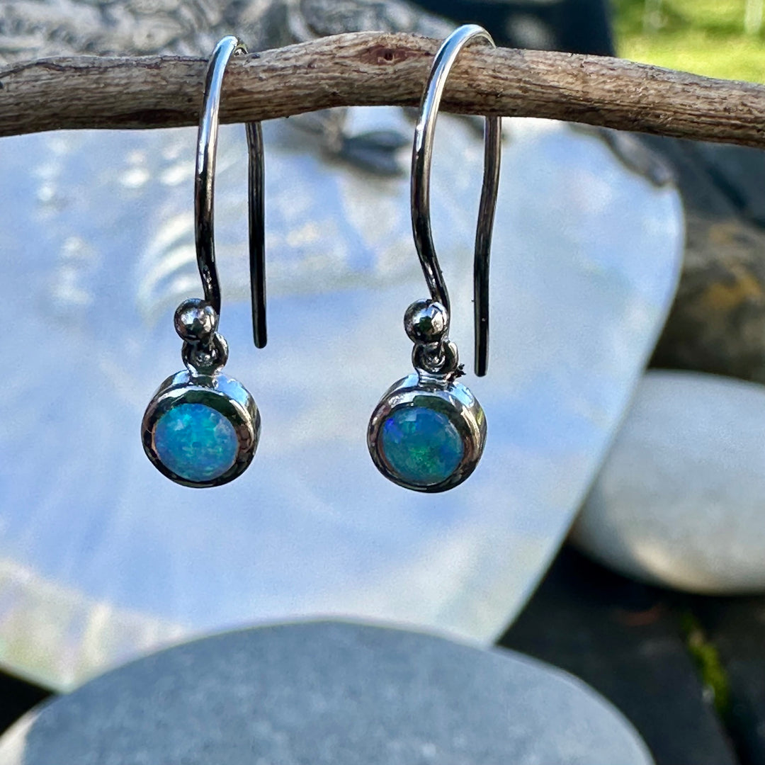 .42ct Australian crystal opal drop earrings