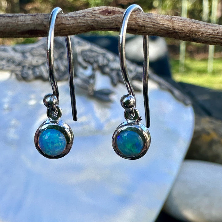 .42ct Australian crystal opal drop earrings
