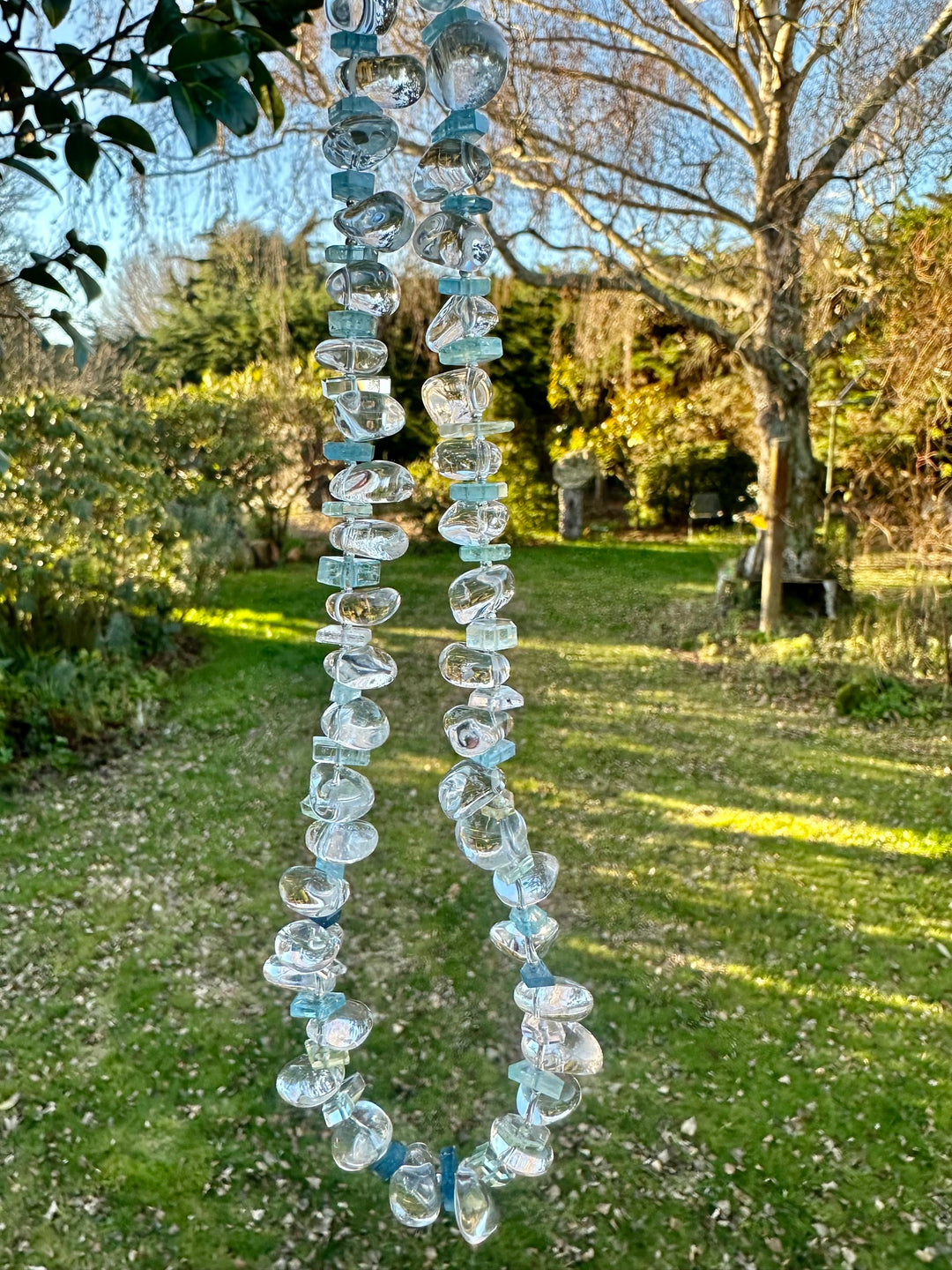 Rock crystal &amp; aquamarine necklace