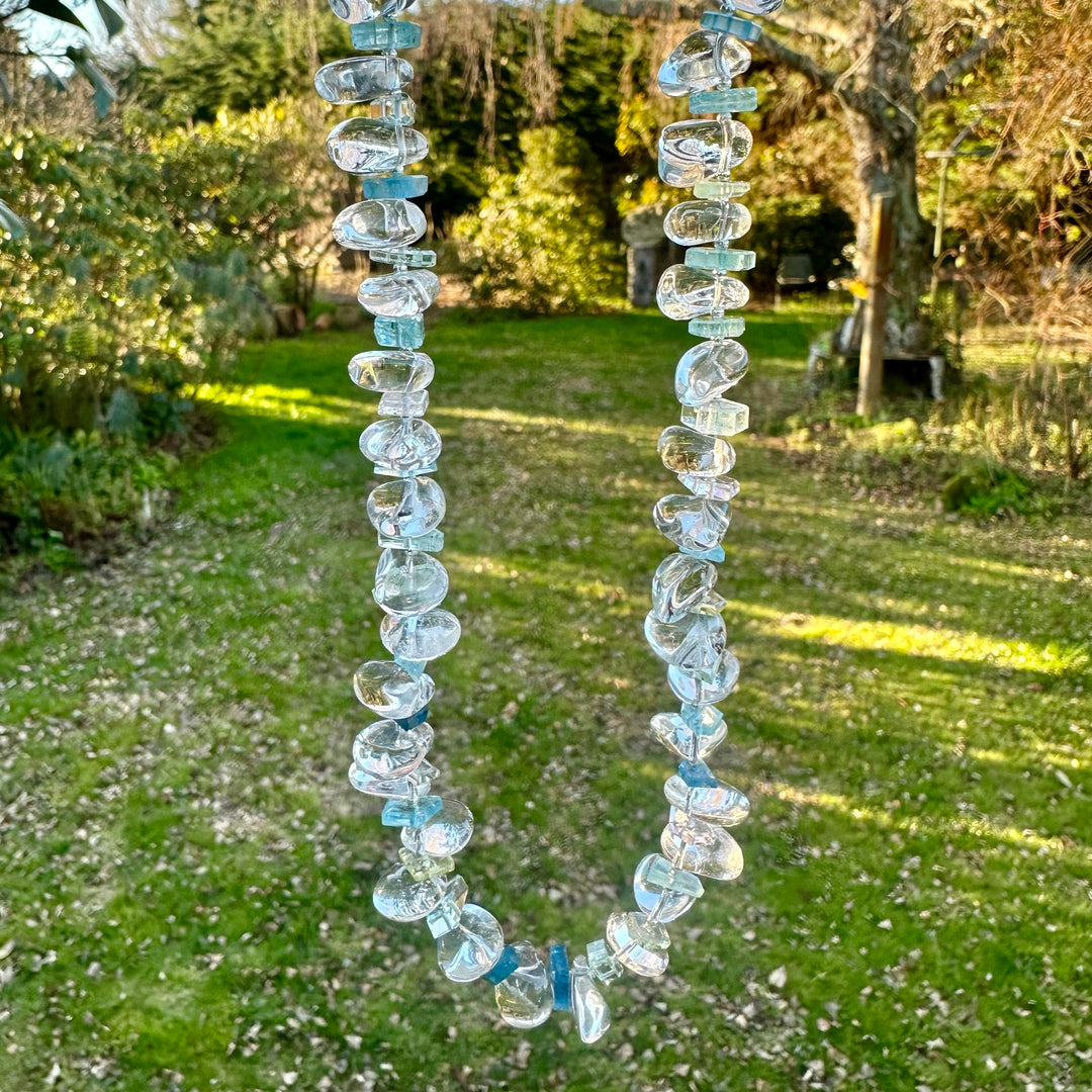 Rock crystal &amp; aquamarine necklace