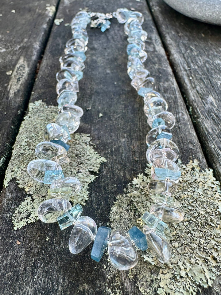 Rock crystal &amp; aquamarine necklace