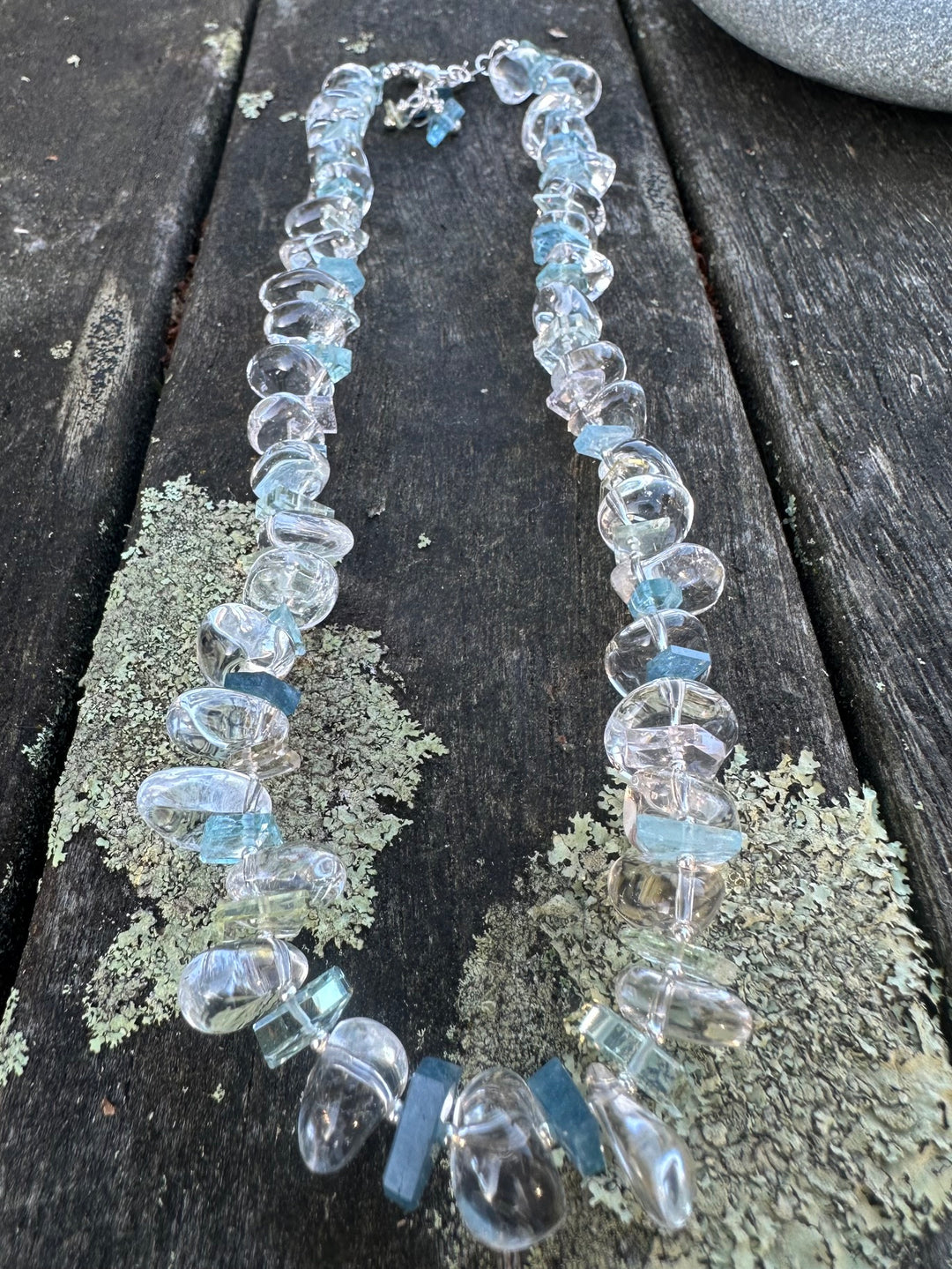 Rock crystal &amp; aquamarine necklace
