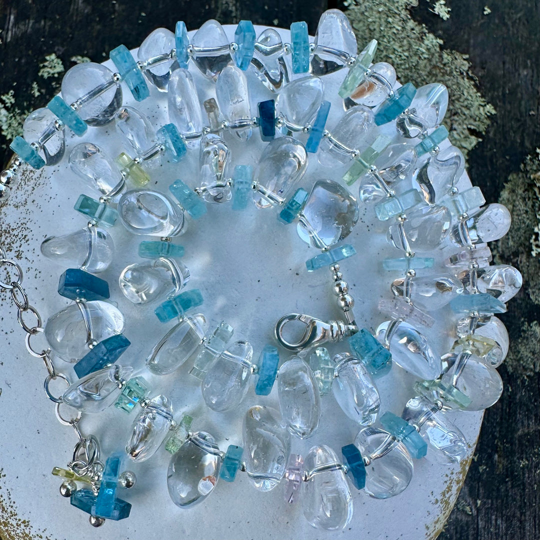 Rock crystal &amp; aquamarine necklace