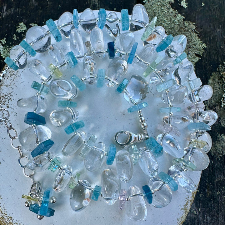 Rock crystal &amp; aquamarine necklace