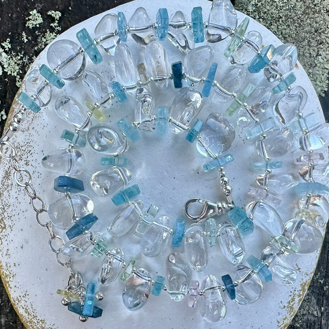 Rock crystal &amp; aquamarine necklace