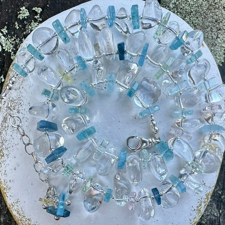 Rock crystal &amp; aquamarine necklace
