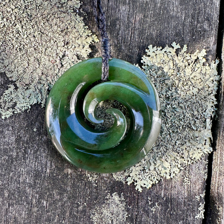 Dark New Zealand greenstone double koru