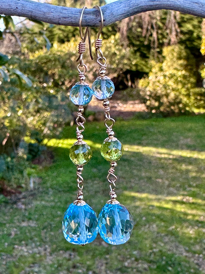 blue topaz &amp; peridot earrings
