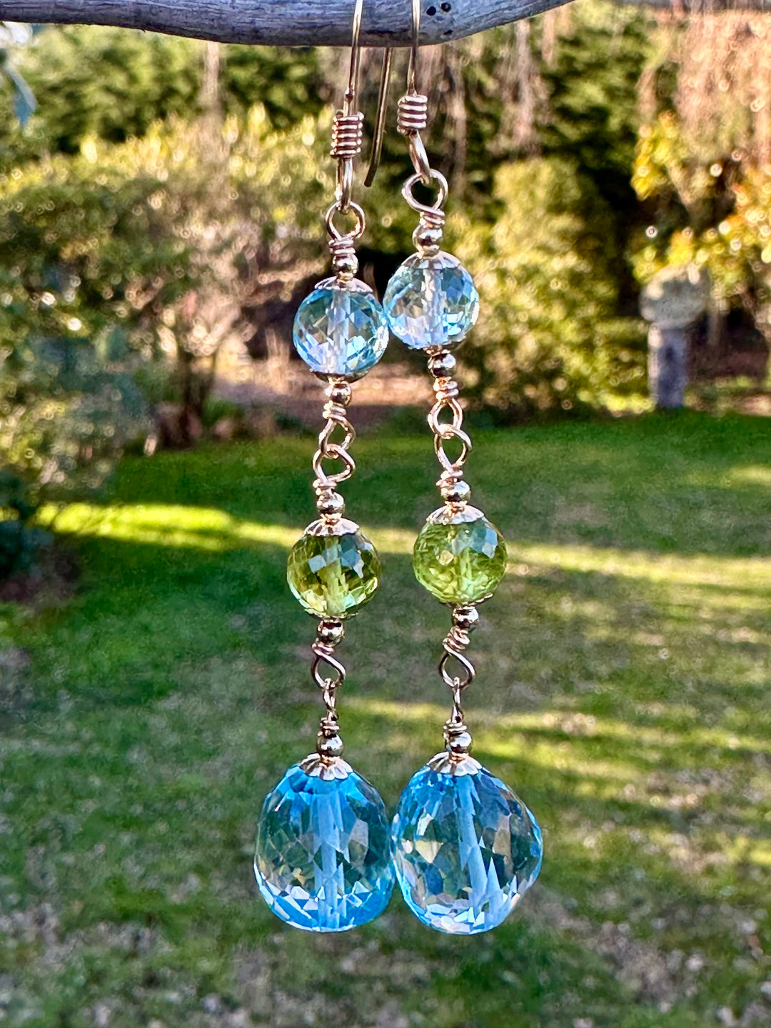 blue topaz &amp; peridot earrings