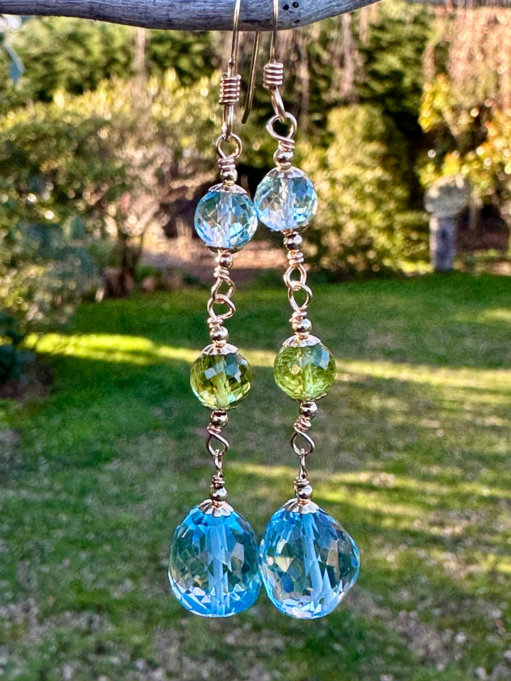 blue topaz &amp; peridot earrings