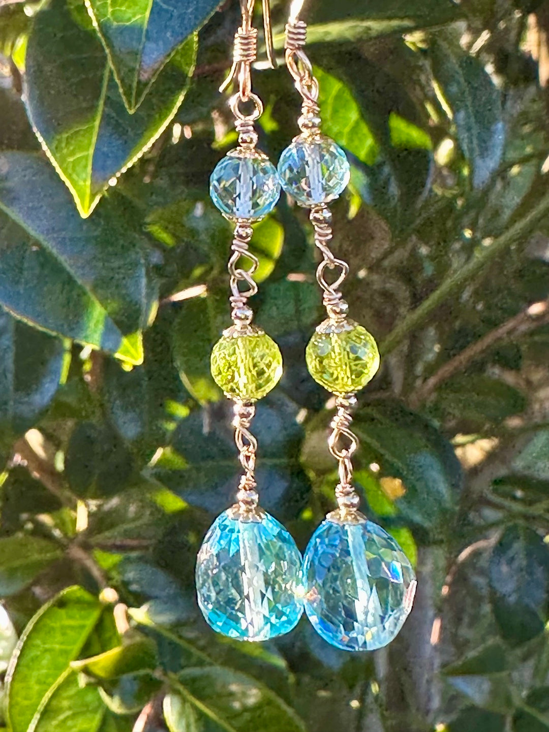 blue topaz &amp; peridot earrings