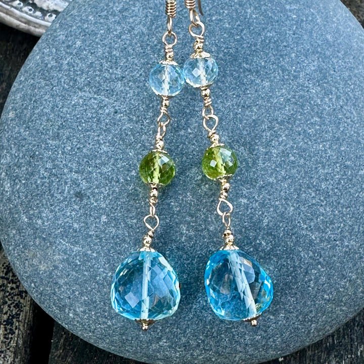 blue topaz &amp; peridot earrings