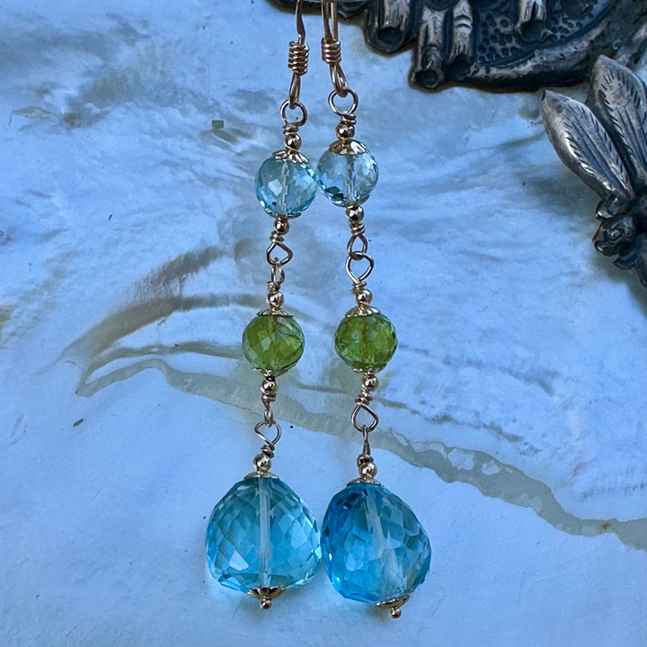 blue topaz &amp; peridot earrings