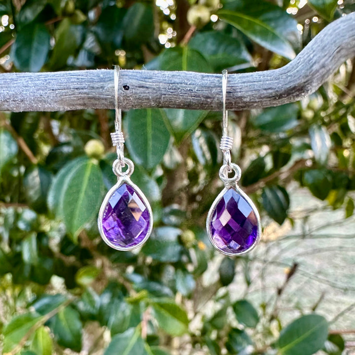 wee amethyst drop earrings