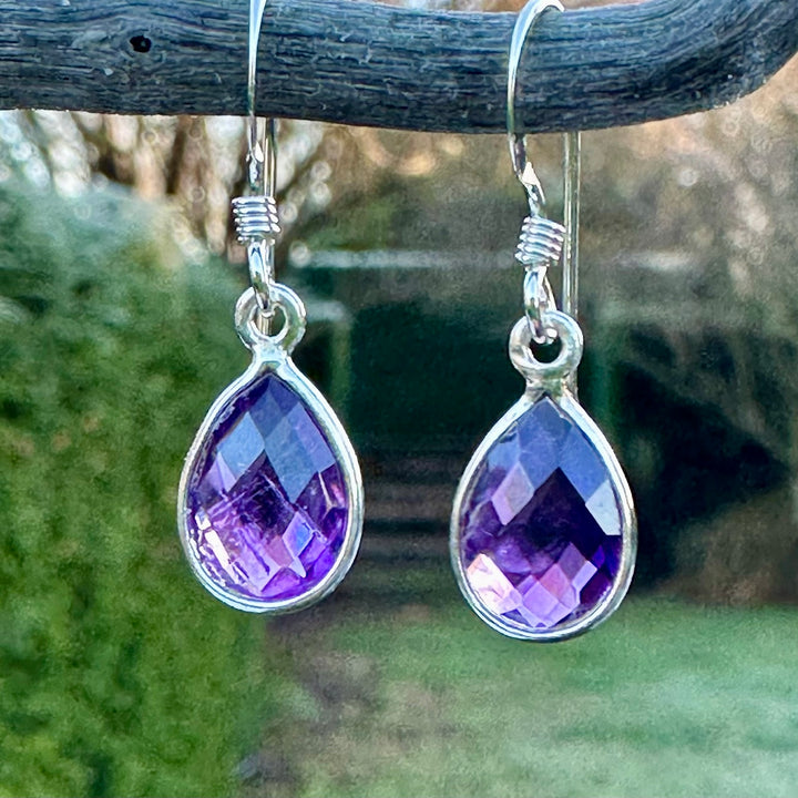 wee amethyst drop earrings